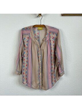 Maeve Anthro Pattern Geometric Button Down Top
